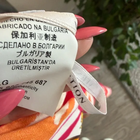 VERSACE - “AUTHENTIC” Red and Orange Patterned Midi Dress - Picture 8 of 8